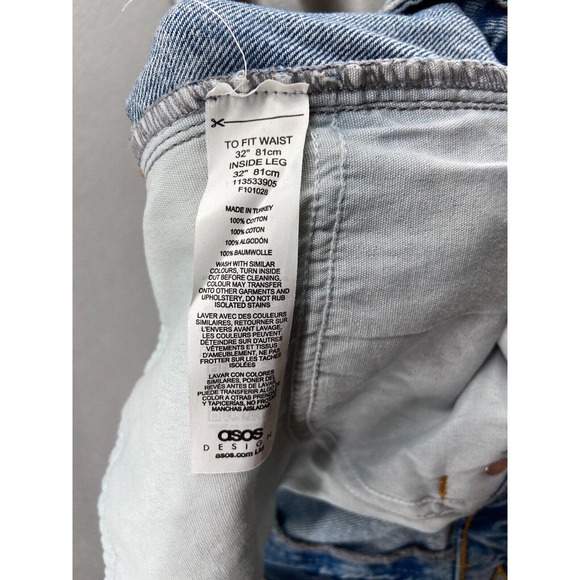 ASOS Design Jeans Womens Size 32x32 Straight Leg Blue Mid Rise Relaxed Fit - Picture 10 of 11